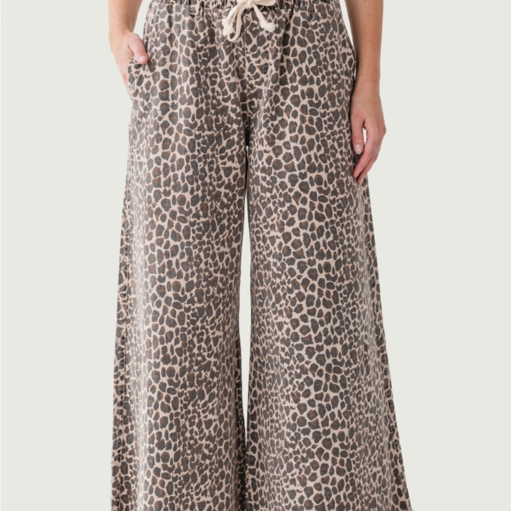 Leopard Print Stretch Wide-Leg Pants by Vintage Havana
